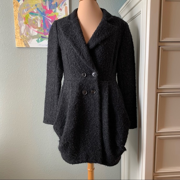 Nanette Lepore Wool Boucle Pleated Coat